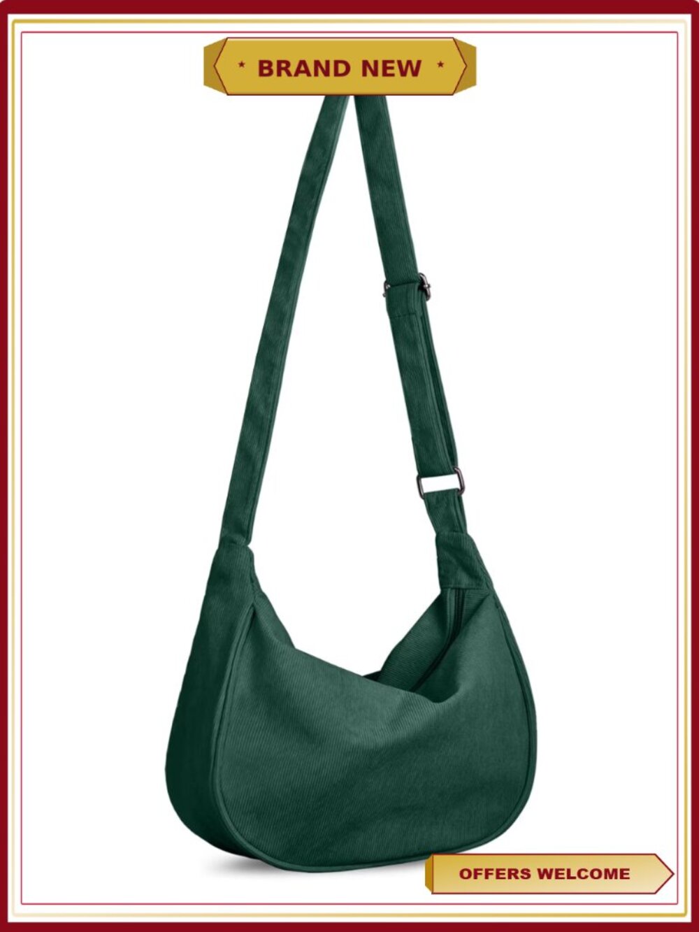 Corduroy Crescent Crossbody Bag Small Sling Hobo Dumpling Purse
